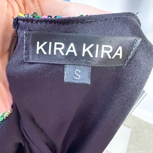 Kira Kira Multicolor Geometric Print Sequins Mini Dress Size Small - Picture 9 of 9